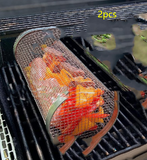 Portable Rolling BBQ Grilling Basket for Outdoor Camping and Kitchen Use